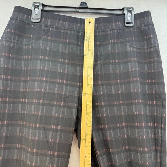 Garnet Hill Dress Leggings Women's Size L Plaid Black Gray Business Casual - Picture 10 of 12